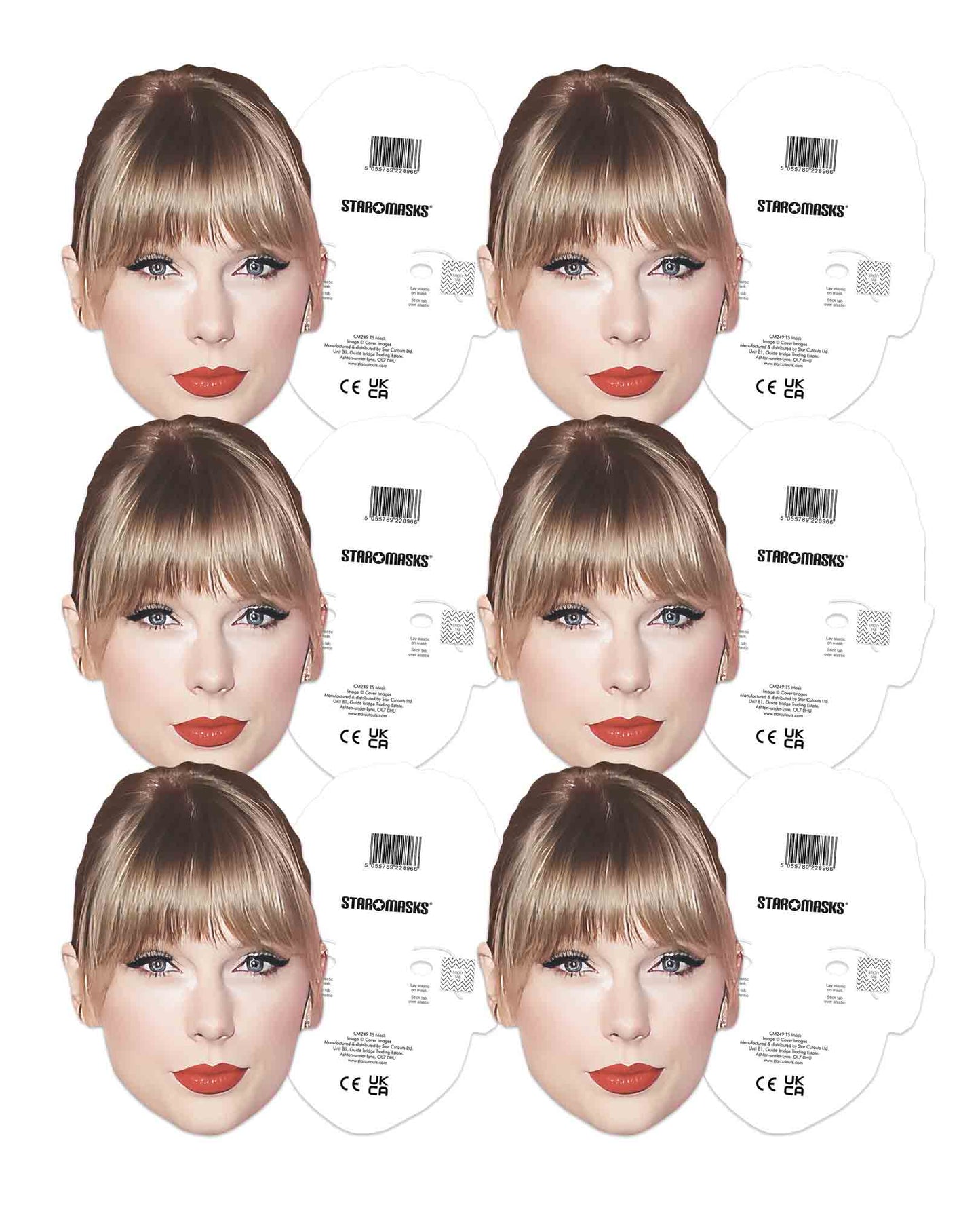 CMP003 Taylor Singer Six Pack Cardboard Face Masks With Tabs and Elastic