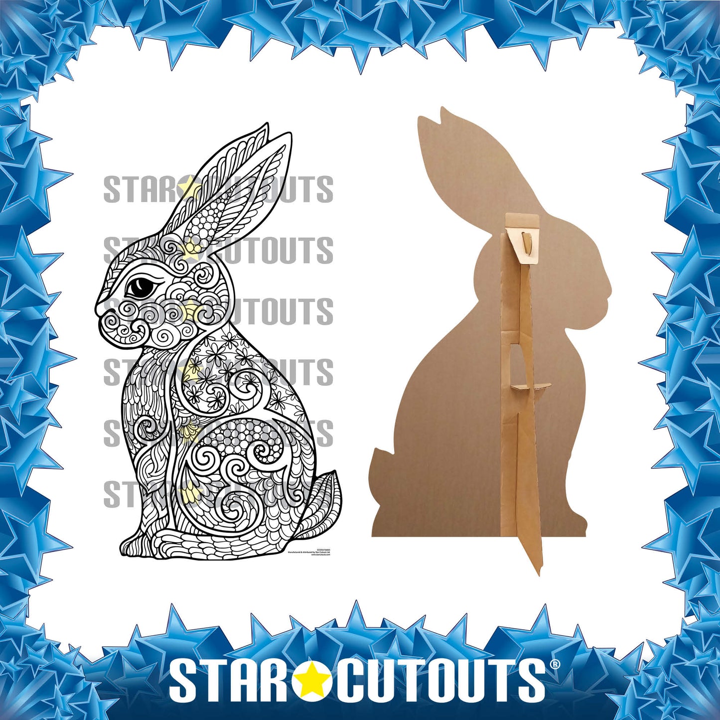 SCC016 Cute Rabbit Relax Colour Craft & Keep Cardboard Cut Out Height 94cm