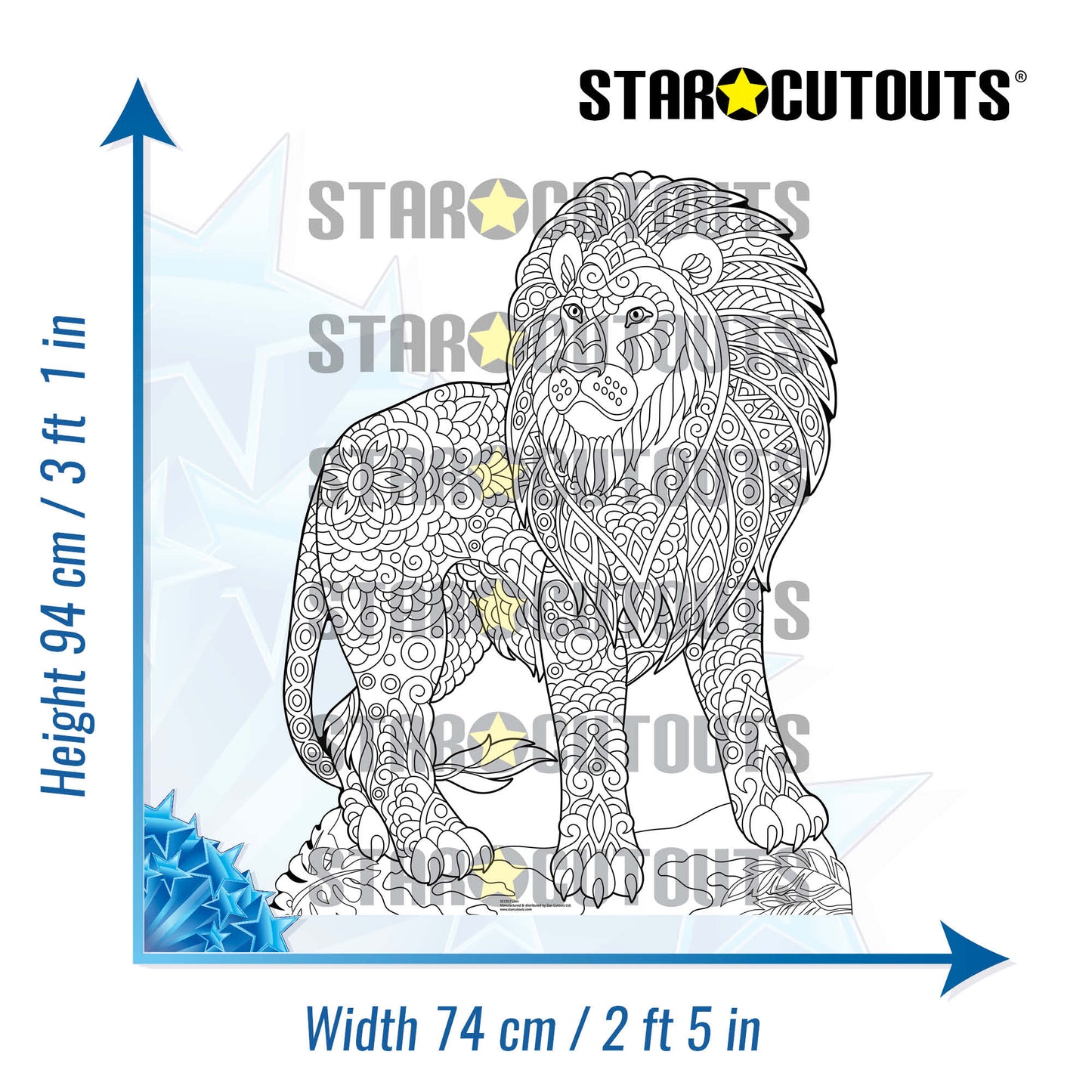 SCC017 Lion Relax Colour Craft & Keep Cardboard Cut Out Height 94cm