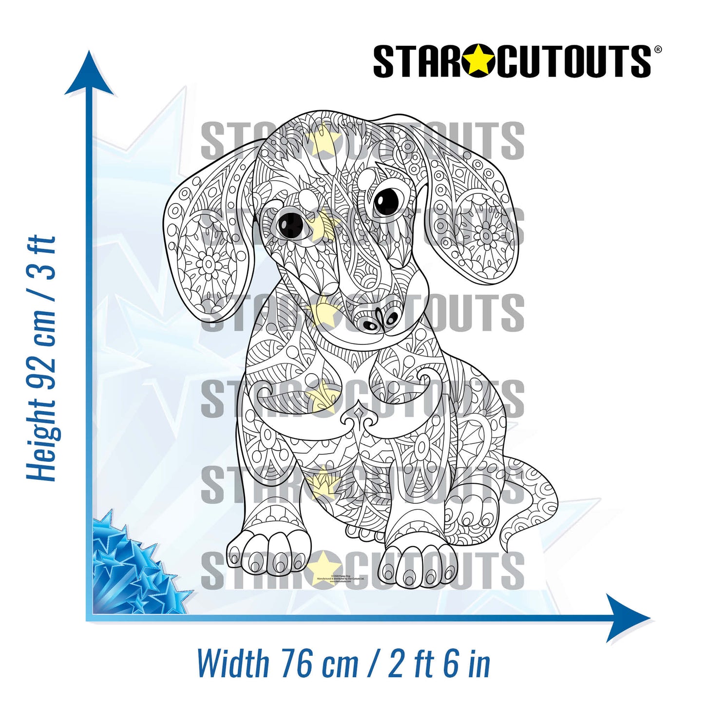 SCC020 Cute Puppy Dog Relax Colour Craft & Keep Cardboard Cut Out Height 92cm