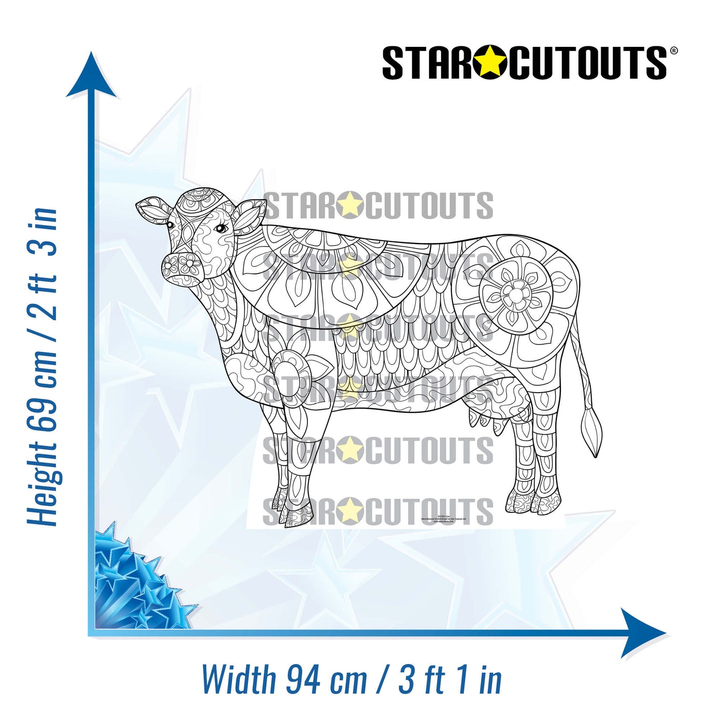SCC021 Cow Relax Colour Craft & Keep Cardboard Cut Out Height 69cm