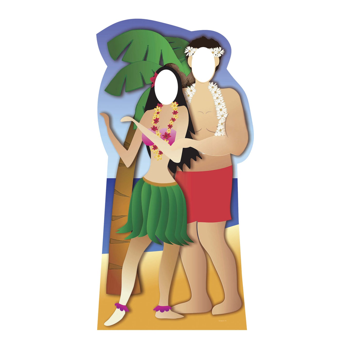 SC042 Hawaiian Couple Stand-In Cardboard Cut Out Height 190cm