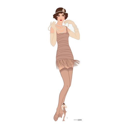 SC1026 Gatsby 1920s Beige Flapper Girl Cardboard Cut Out Height 177cm