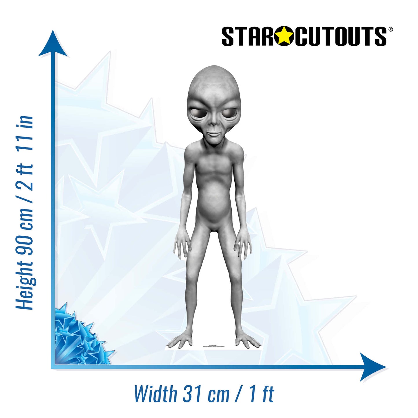 SC1112 Grey Alien Star Mini Cardboard Cut Out Height 90cm