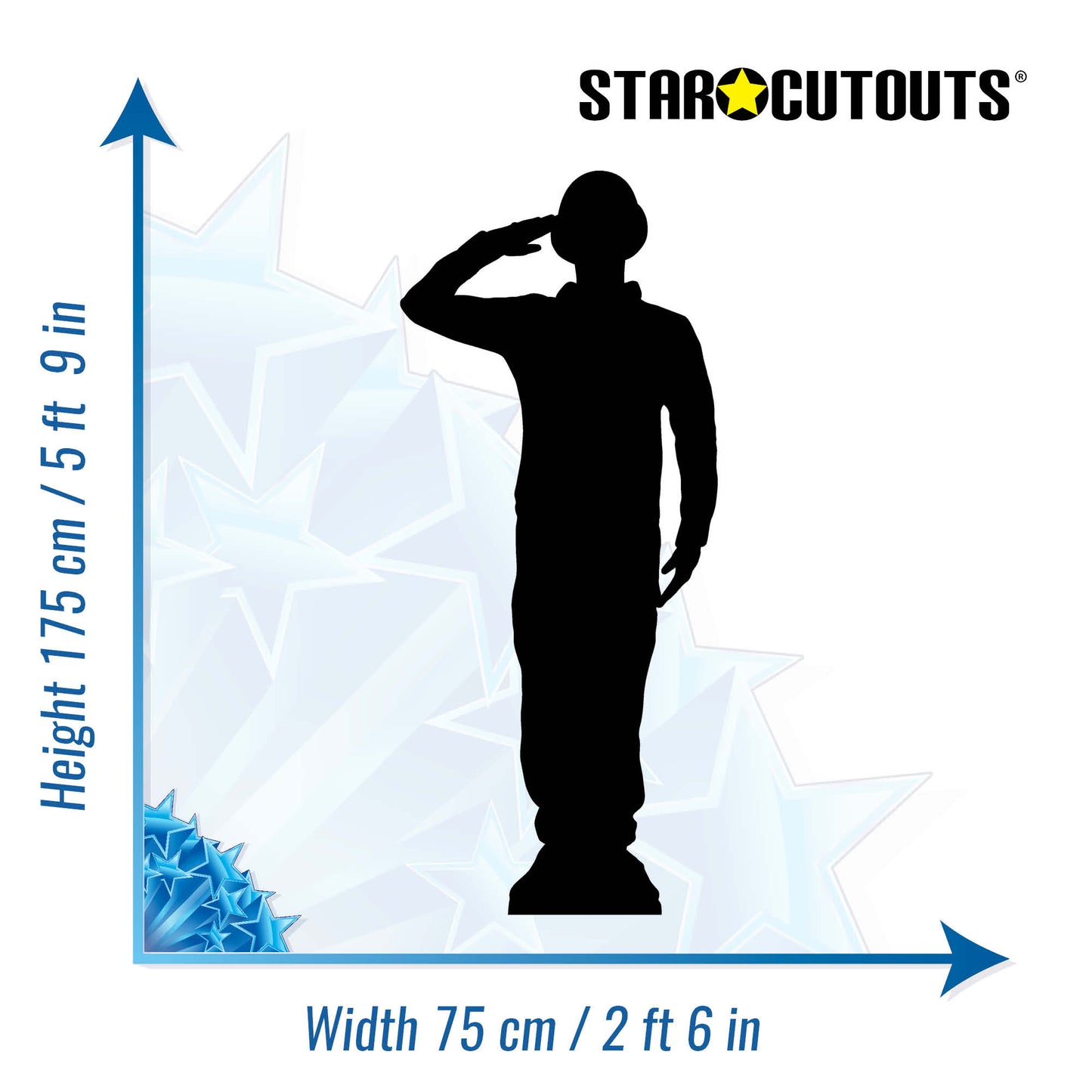 SC1176 Soldier Salute Silhouette Cardboard Cut Out Height 175cm