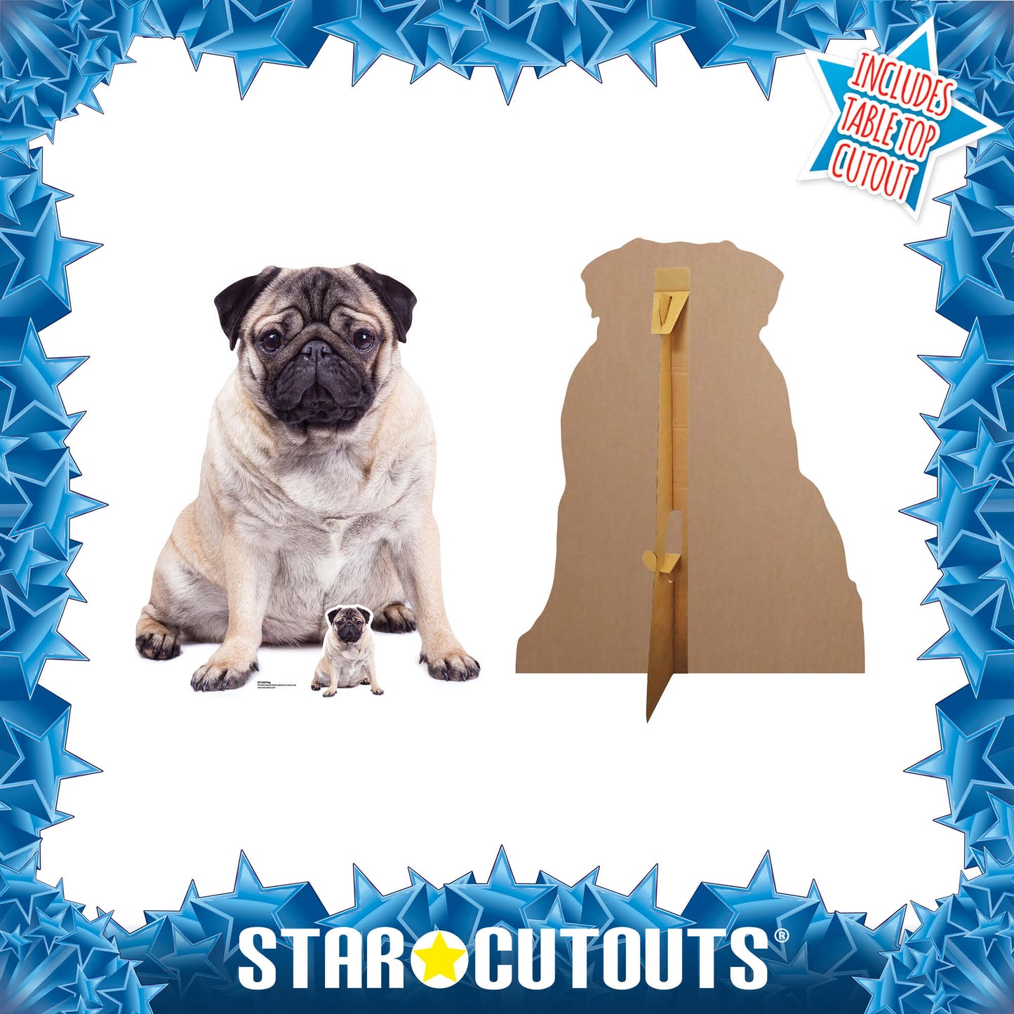 SC1232 Pug Cardboard Cut Out Height 126cm