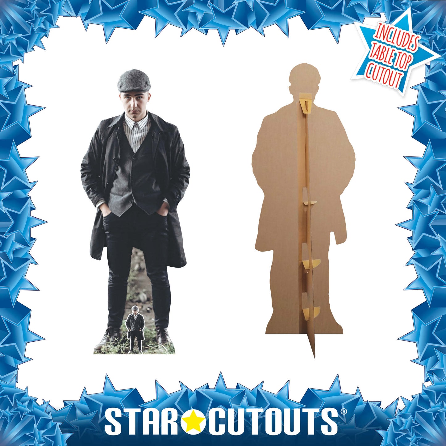 SC1248 Flat Cap Peaky Blinders Style British Gangster Stripe Shirt Cardboard Cut Out Height 182cm