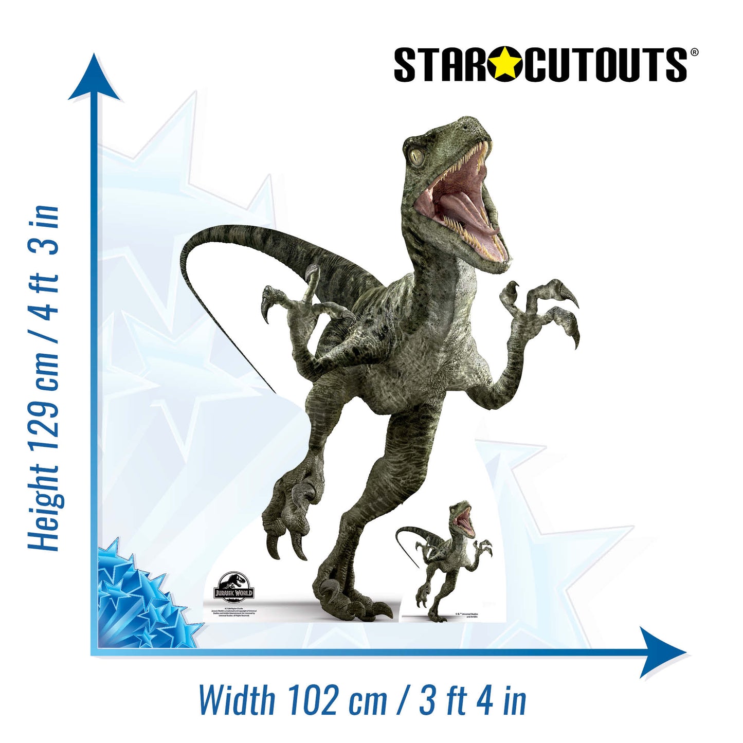 SC1288 Official Jurassic World Charlie (Raptor) Dinosaur Cardboard Cut Out Height 129cm