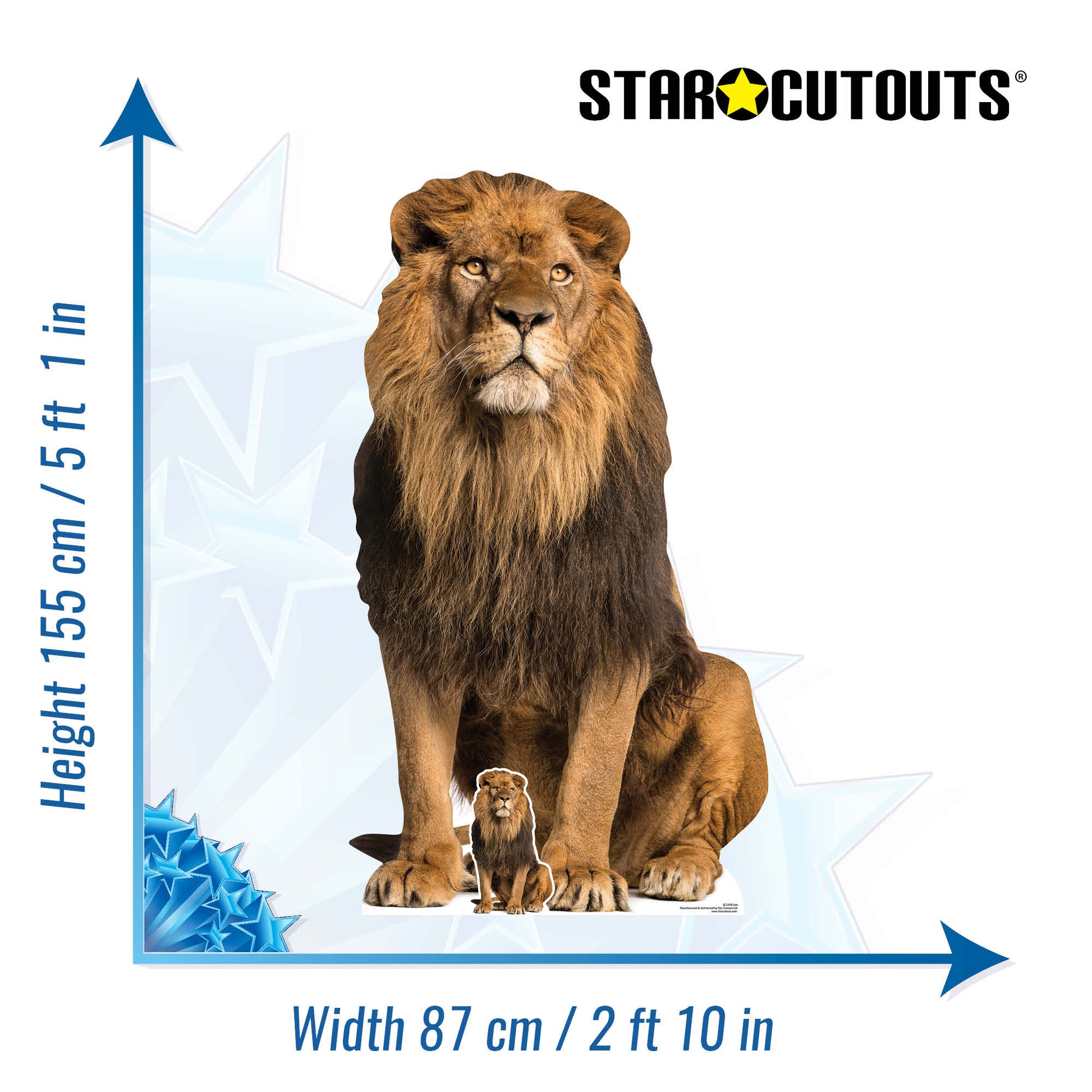 SC1438 Adult Male Lion Sitting Cardboard Cut Out Height 155cm - Star Cutouts