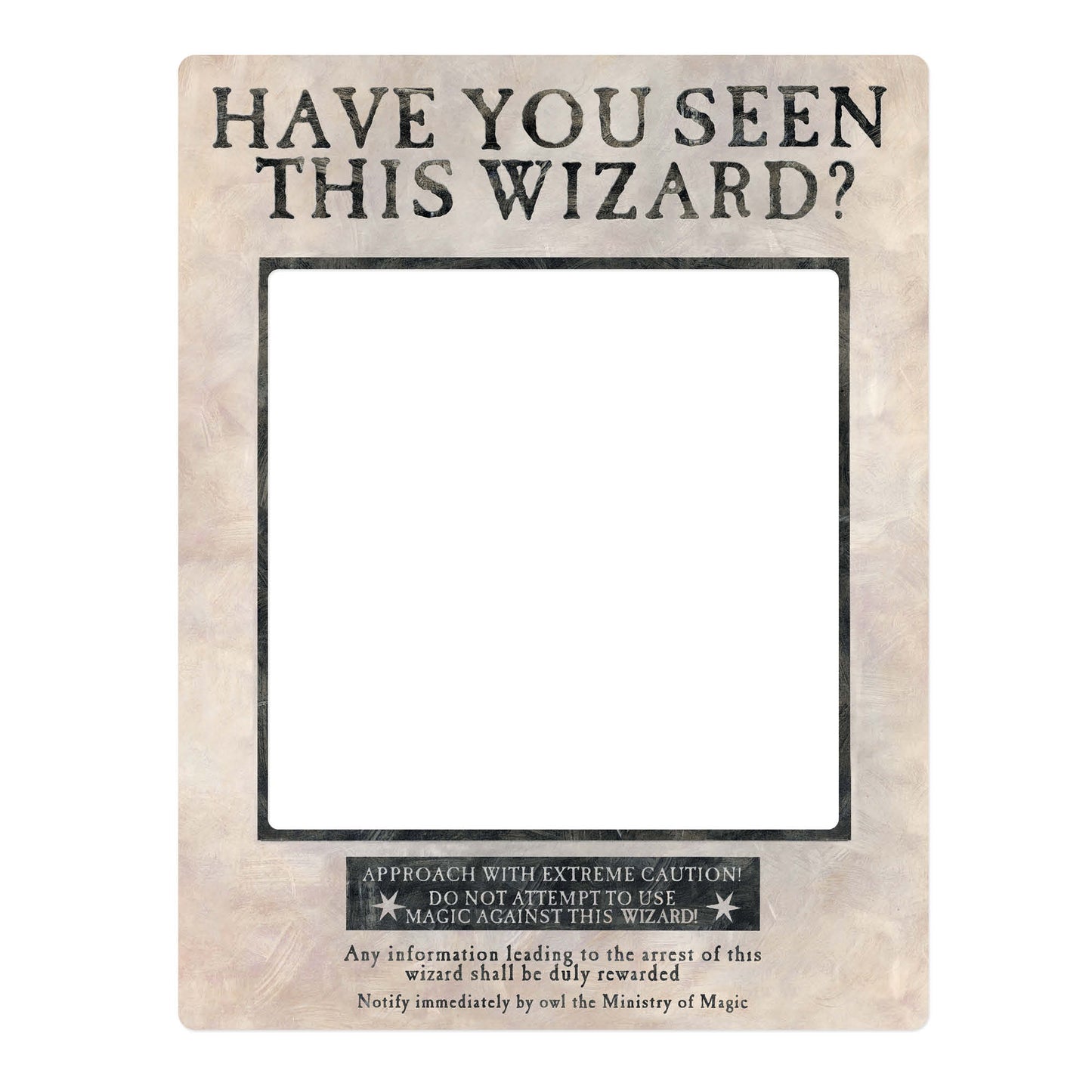 SC1475 WHITE Harry Potter Wanted Poster as White Selfie Frame Have You Seen This Wizard? Cardboard Cut Out Height 87cm