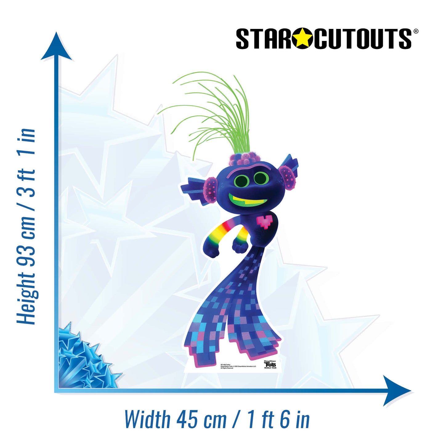 SC1496 Trollex Techno Trolls World Tour Cardboard Cut Out Height 93cm