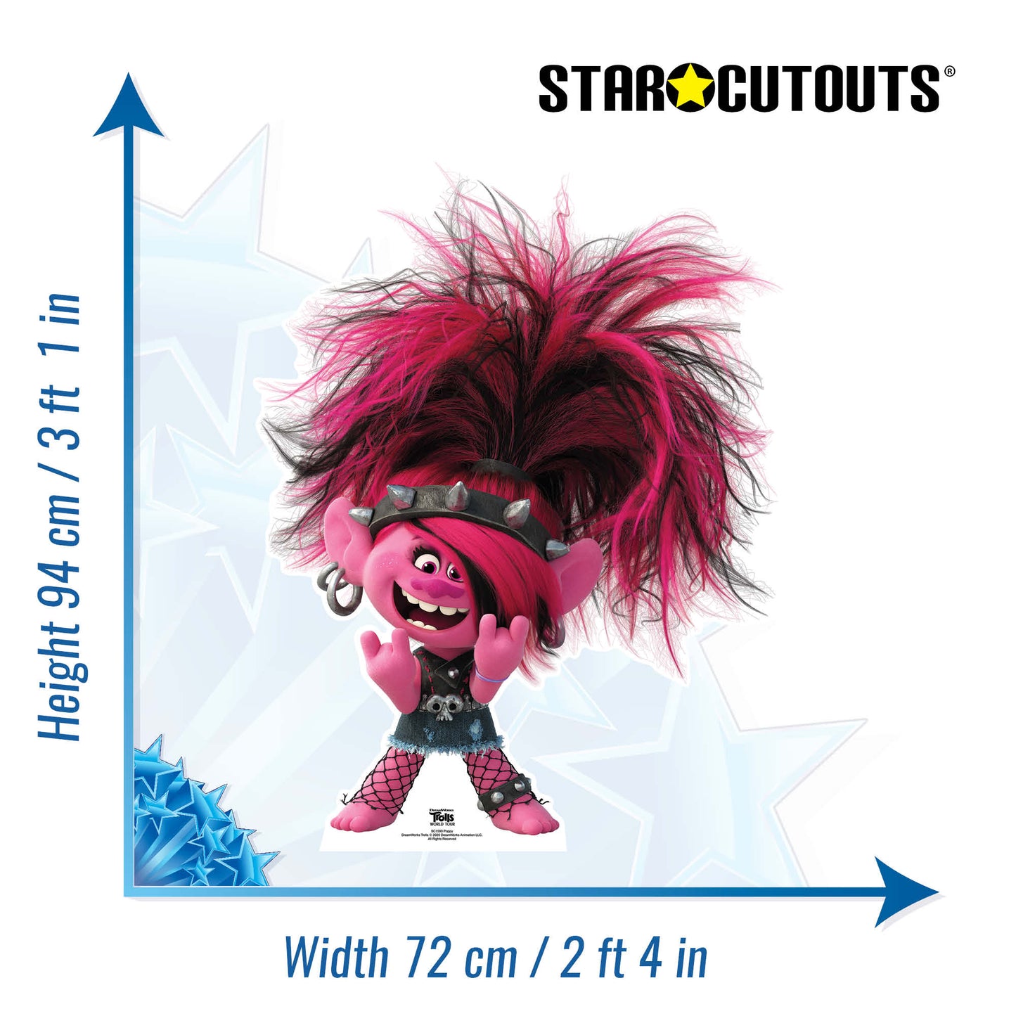 SC1590 Poppy Punk Trolls World Tour Cardboard Cut Out Height 94cm