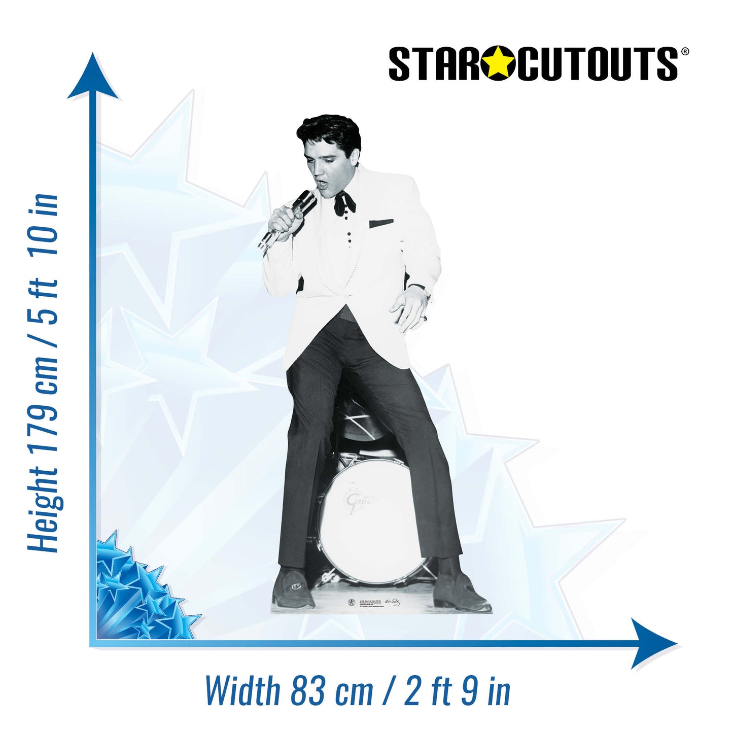 SC239 Elvis Presley White Jacket and Drum Cardboard Cut Out Height 179cm