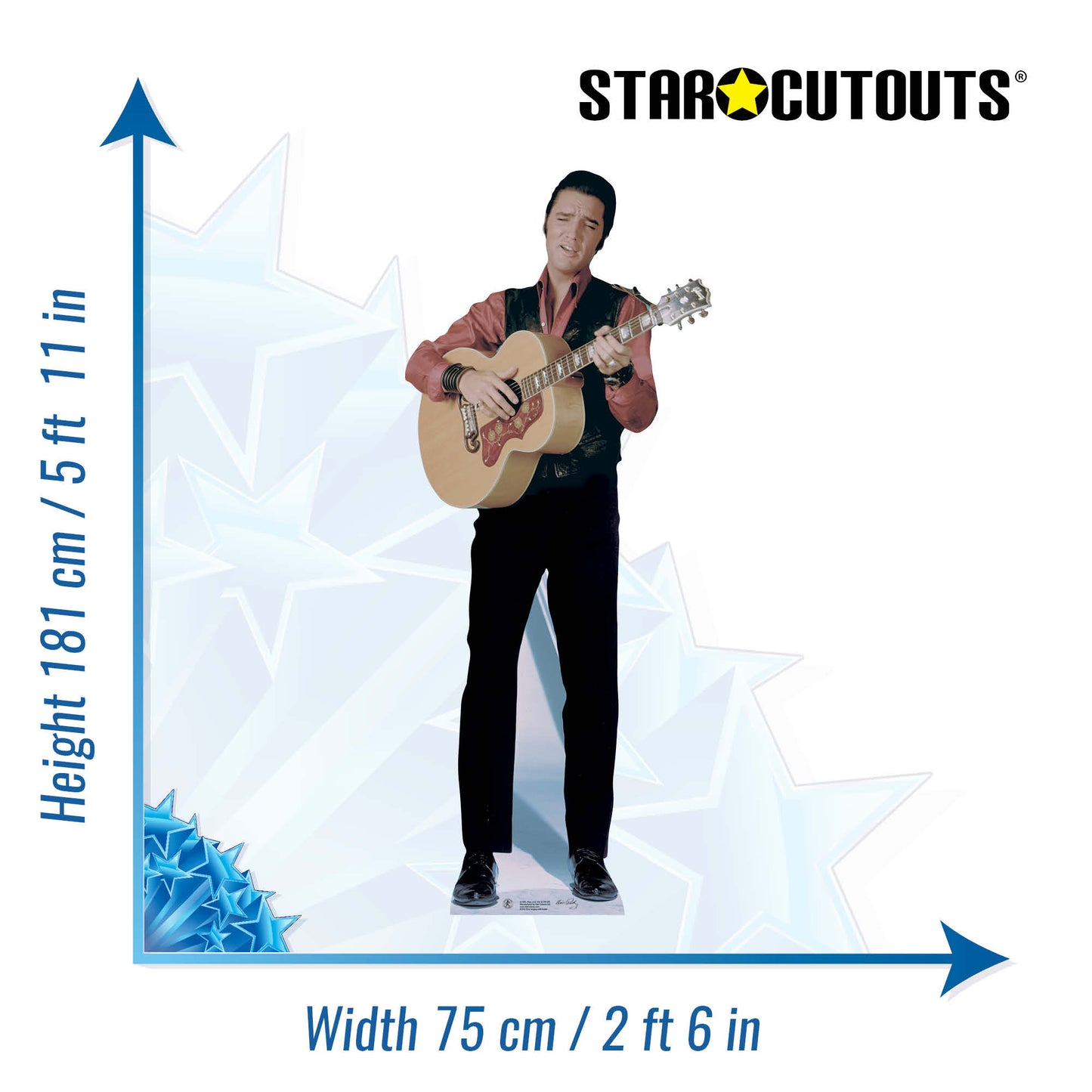 SC242 Elvis Singing with Guitar Cardboard Cut Out Height 181cm