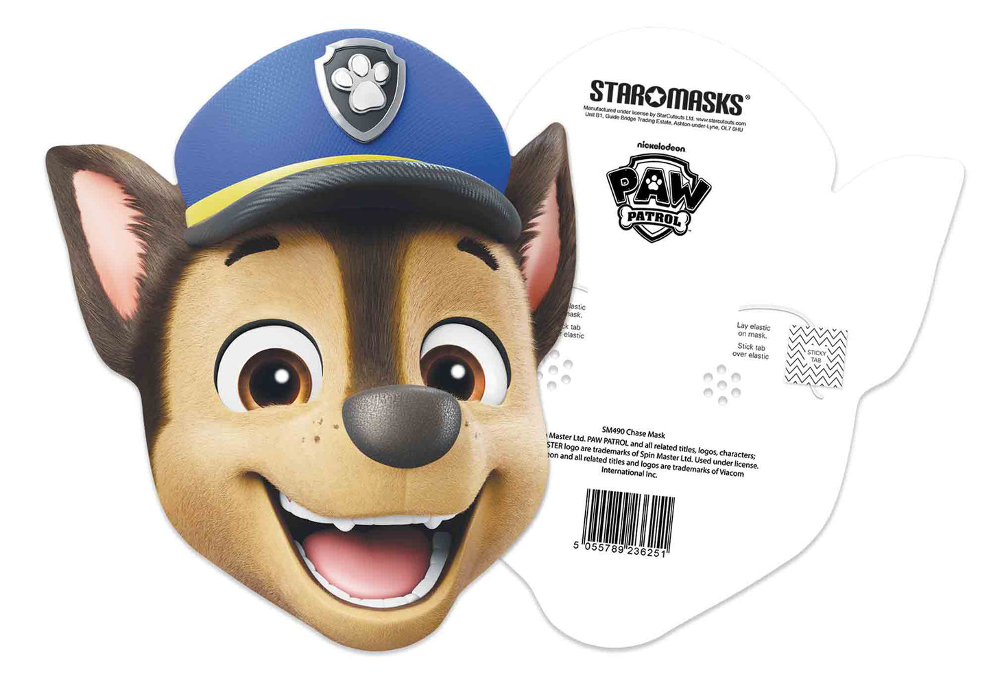 SMP469 Chase Paw Patrol 6 Pack Paw Patrol Cardboard Face Mask Height 30cm