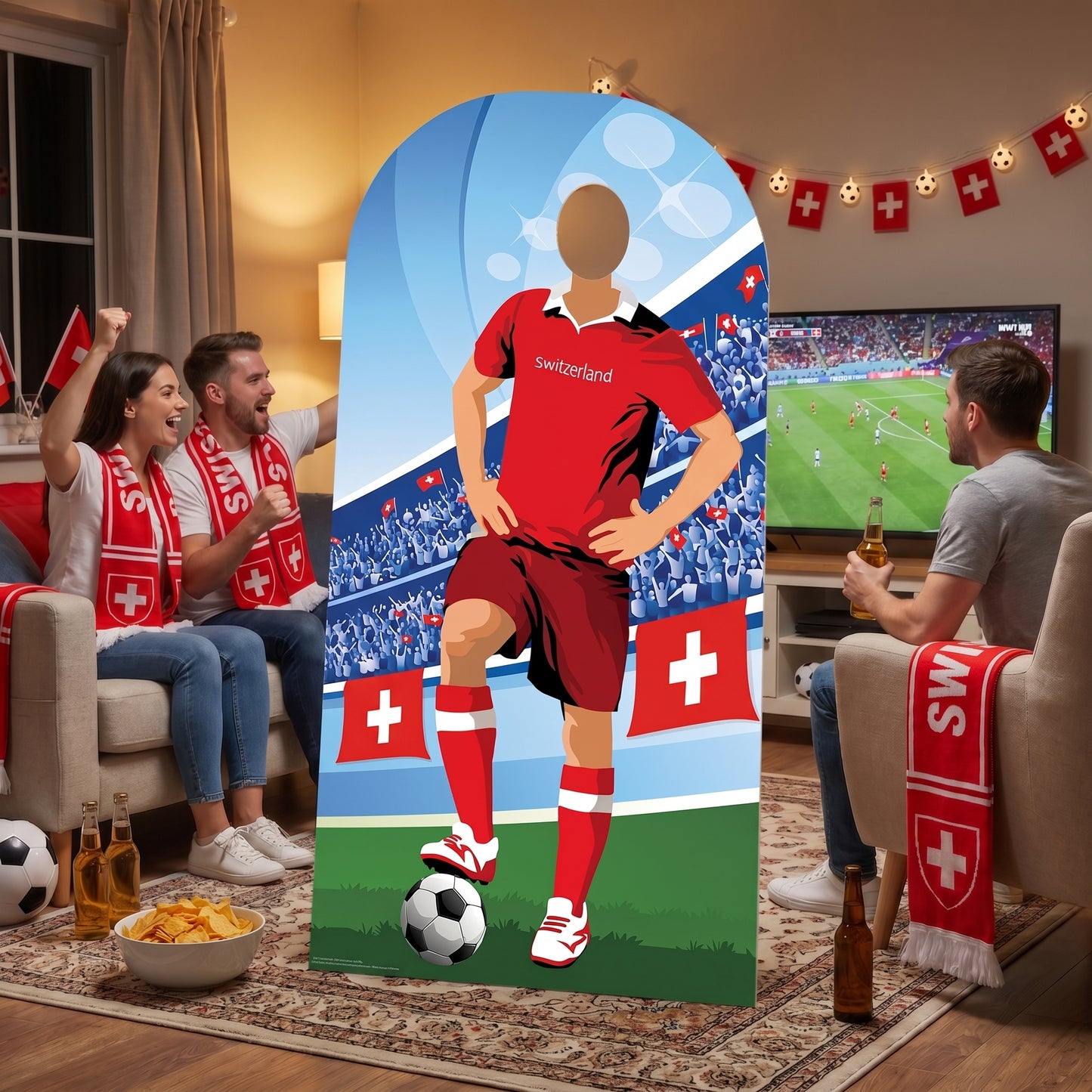 SC4942 Switzerland World Cup 2026 Football World Tournament Cup Stand-in Cardboard Cutout Height 190cm