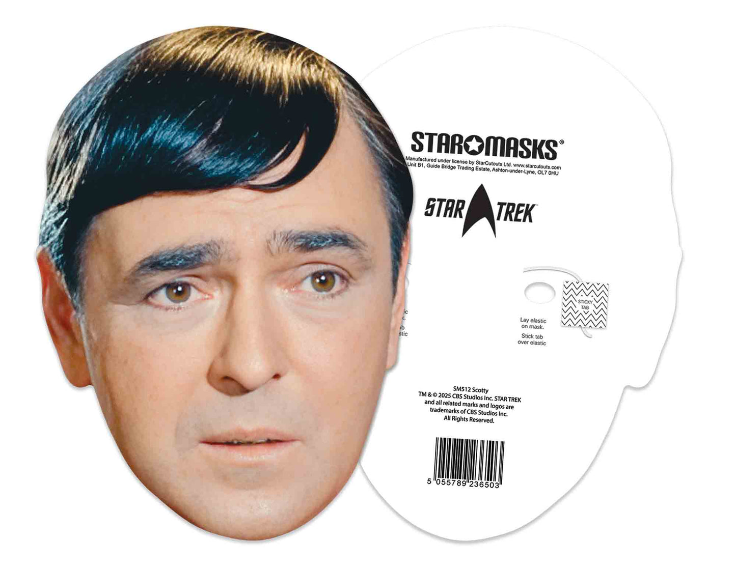 SM512 Scotty Mask James Doohan Star Trek - Includes Tabs and Elastic