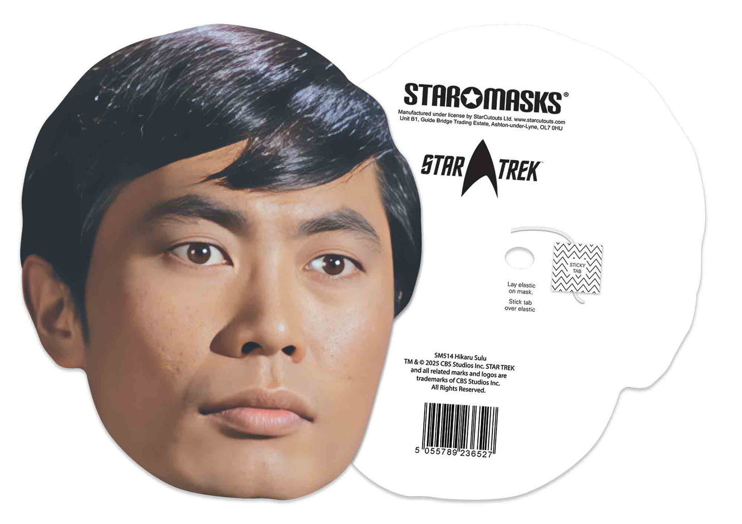 SM514 Sulu Mask George Takei Star Trek - Includes Tabs and Elastic