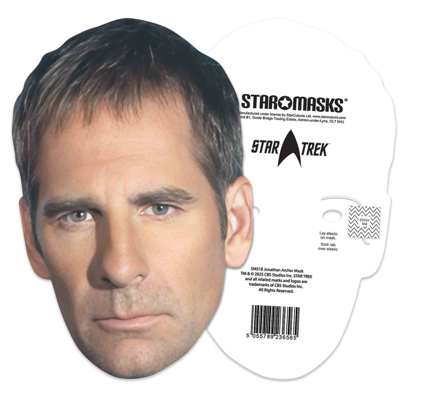 SM518 Jonathan Archer Mask Scott Bakula Star Trek - Includes Tabs and Elastic