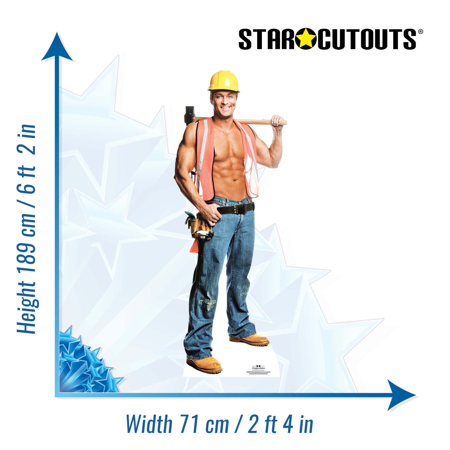 SC529 Billy  Construction Worker Cardboard Cut Out Height 189cm - Star Cutouts