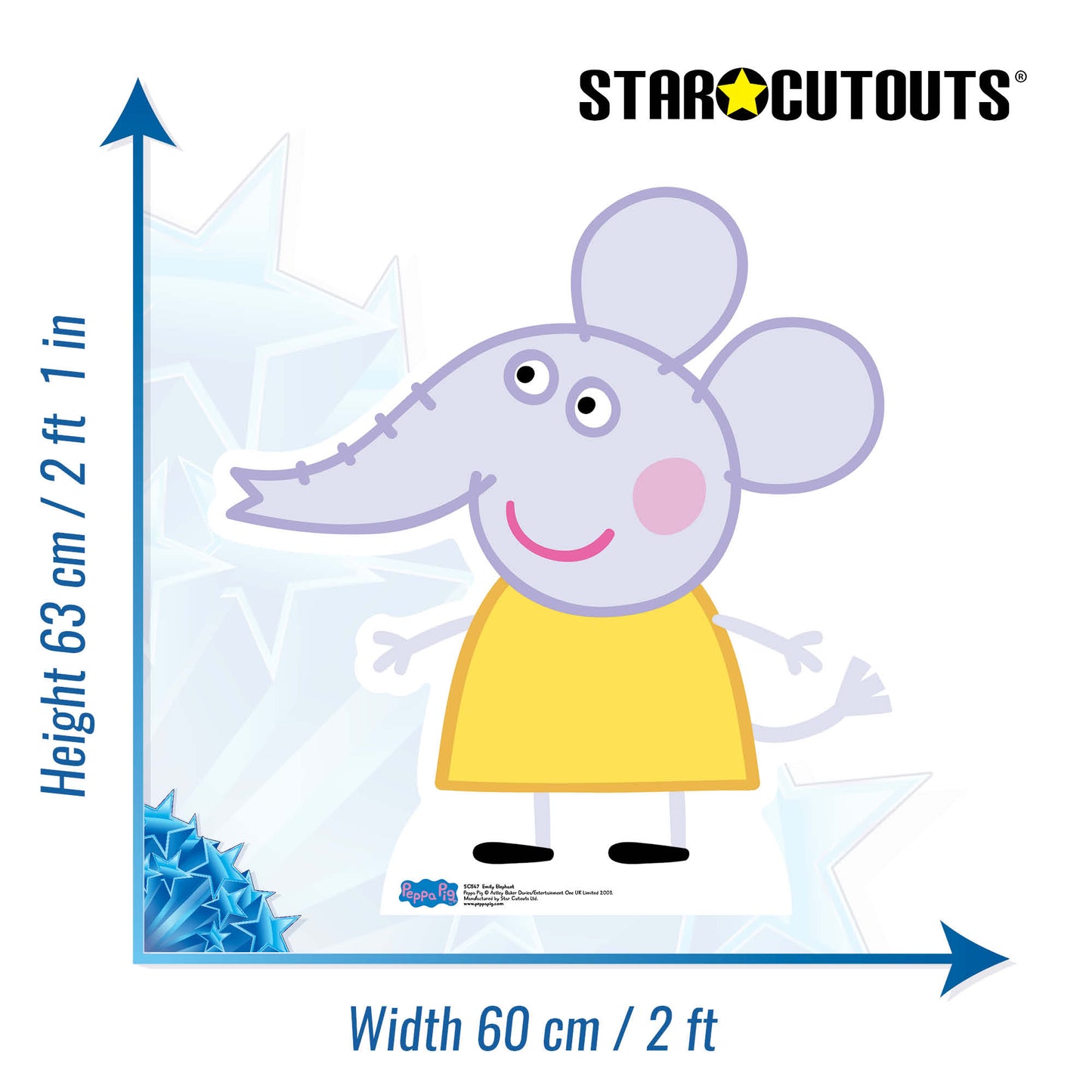 SC547 Emily Elephant (Star Mini Cut-out) Cardboard Cut Out Height 63cm