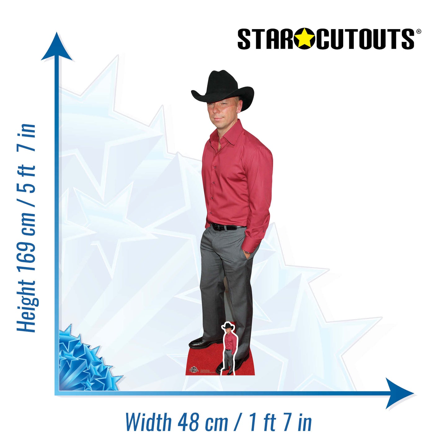 CS687 Kenny Chesney Red Carpet Height 169cm Lifesize Cardboard Cut Out With Mini