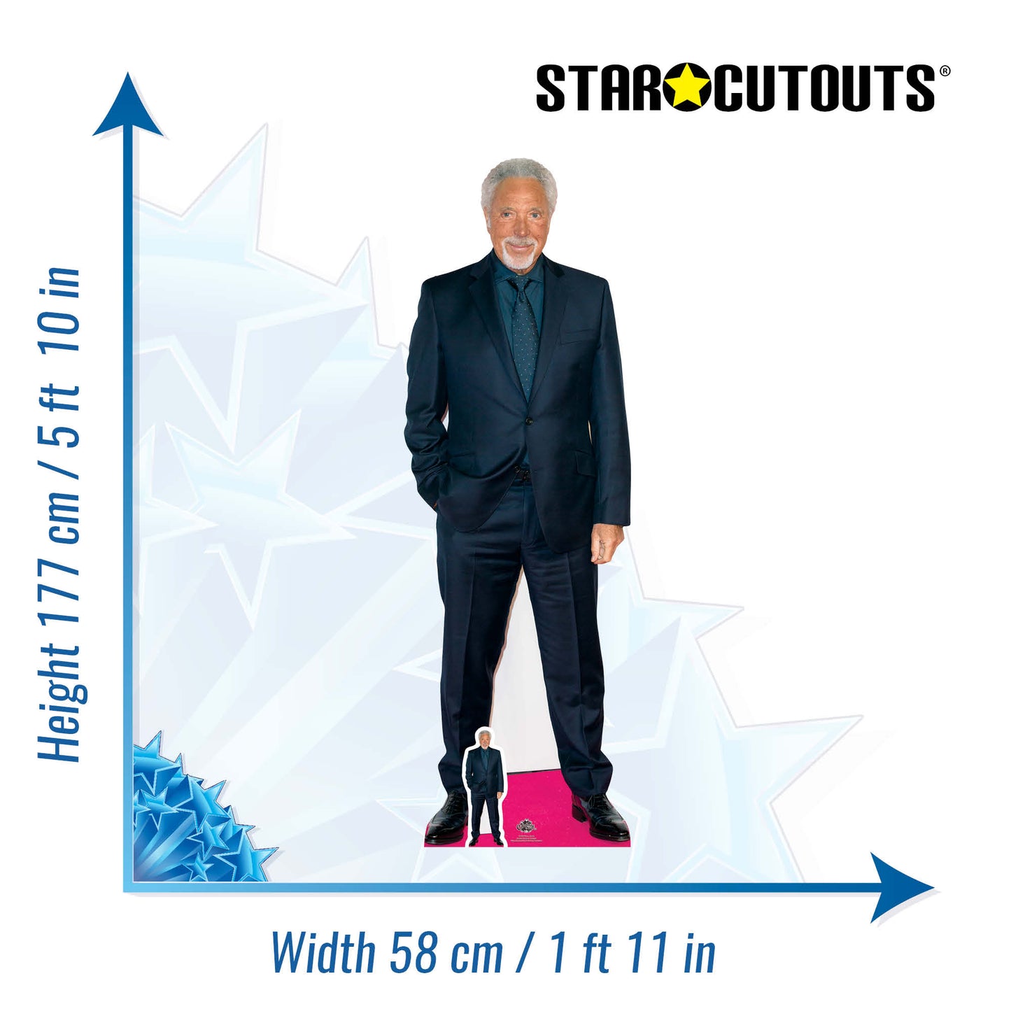 CS689 Tom Jones Red Carpet Height 177cm Lifesize Cardboard Cut Out With Mini