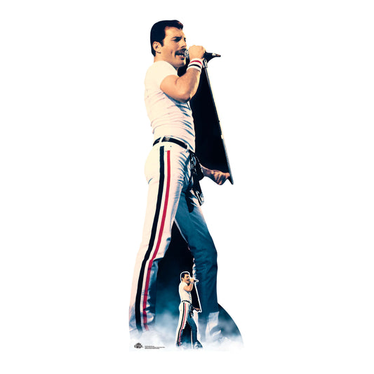 CS700 Freddie Mercury On Stage Icon 1982 Red and Blue Stripes Height 184cm Lifesize Cardboard Cut Out With Mini