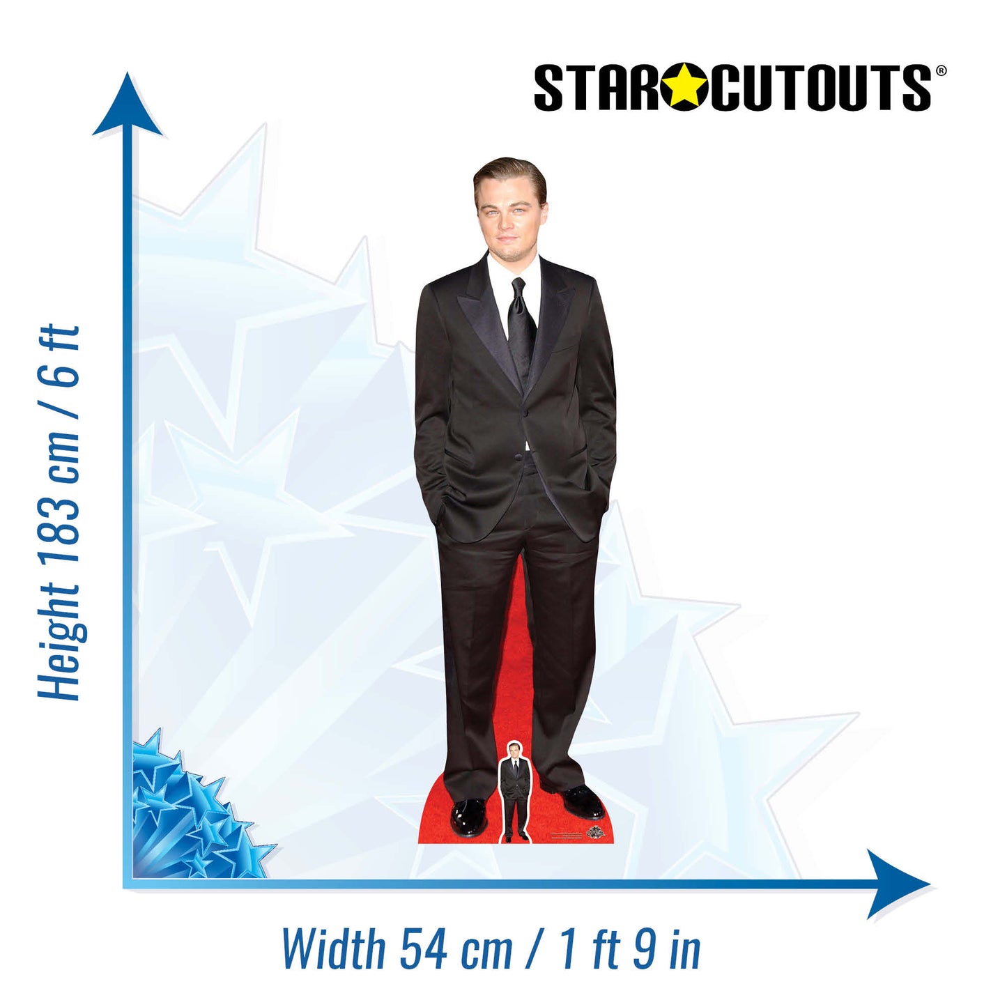 CS705 Leonardo DiCaprio (Black Suit) Height 183cm Lifesize Cardboard Cut Out With Mini