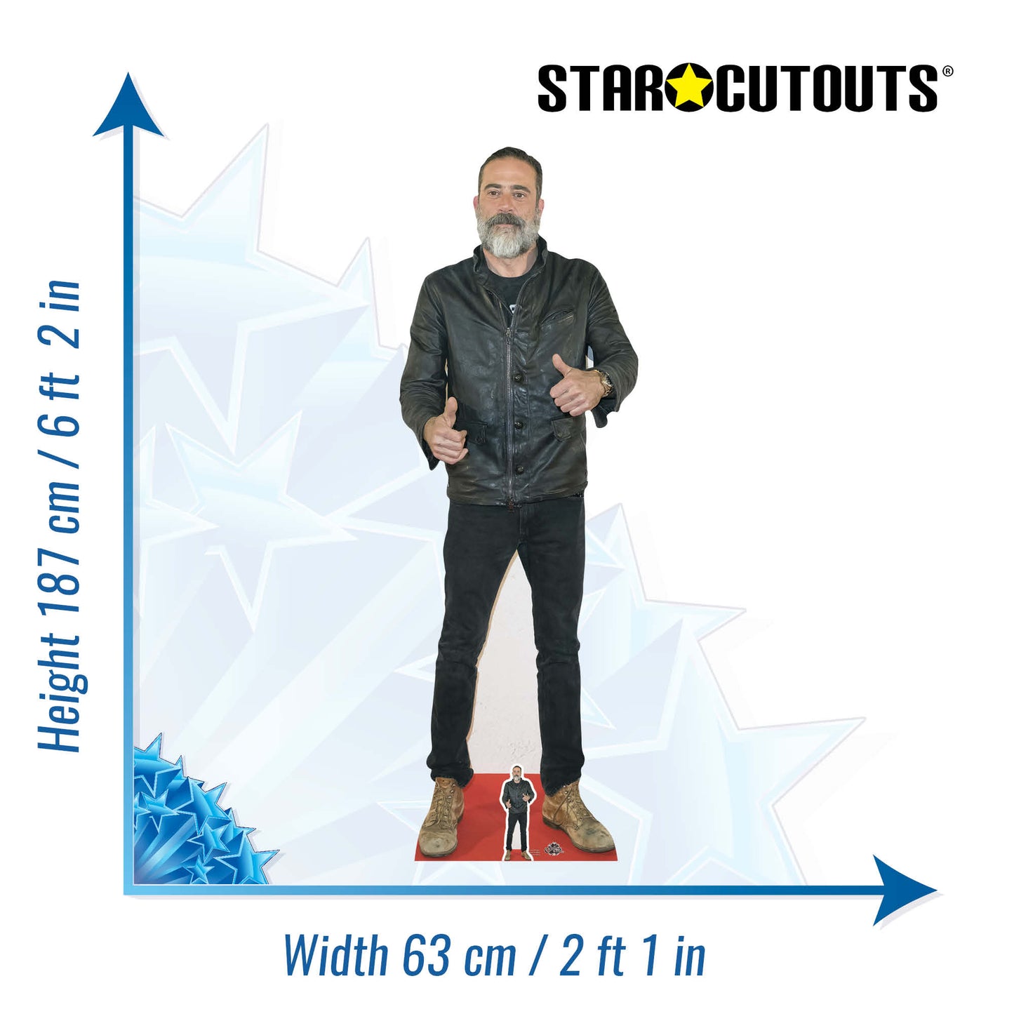 CS724 Jeffrey Dean Morgan Thumbs Up Height 187cm Lifesize Cardboard Cut Out With Mini