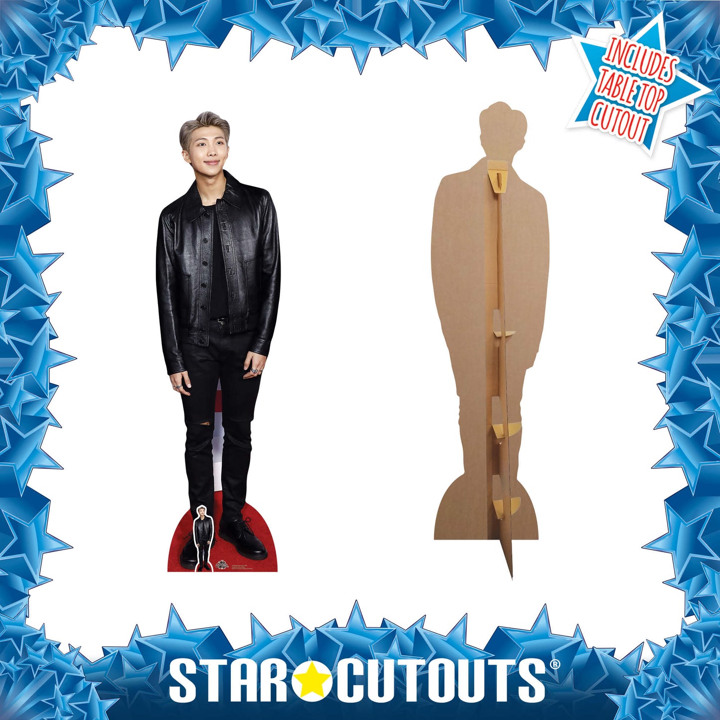 CS750 Kim Nam-joon (RAP MONSTER) Black Leather BTS BANGTAN BOYS Height 182cm Lifesize Cardboard Cut Out With Mini