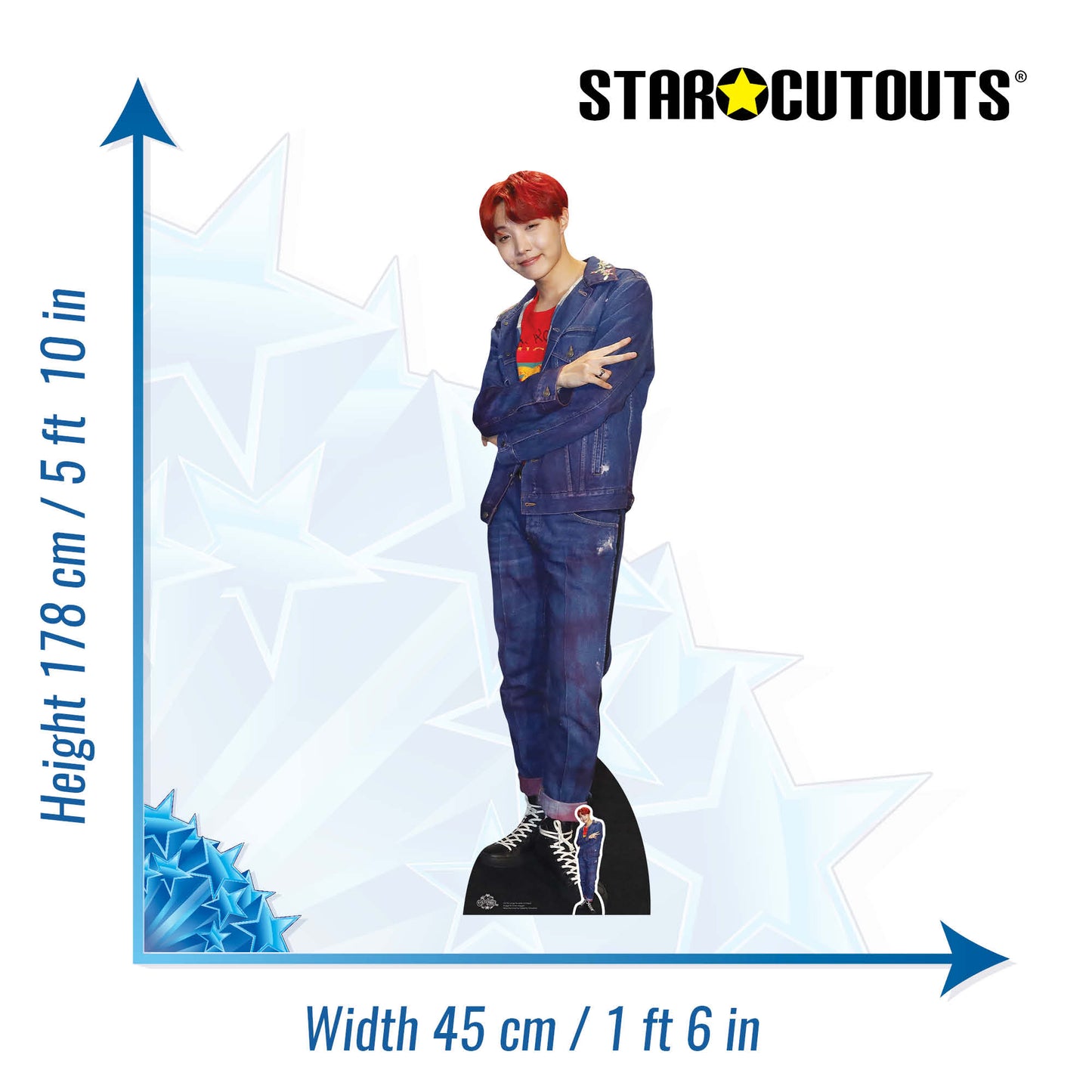 CS752 Jung Ho-seok (J-Hope) Red Hair BTS BANGTAN BOYS Height 178cm Lifesize Cardboard Cut Out With Mini