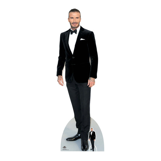 CS782 David Beckham Smart Black Suit Bow Tie Height 186cm Lifesize Cardboard Cut Out With Mini