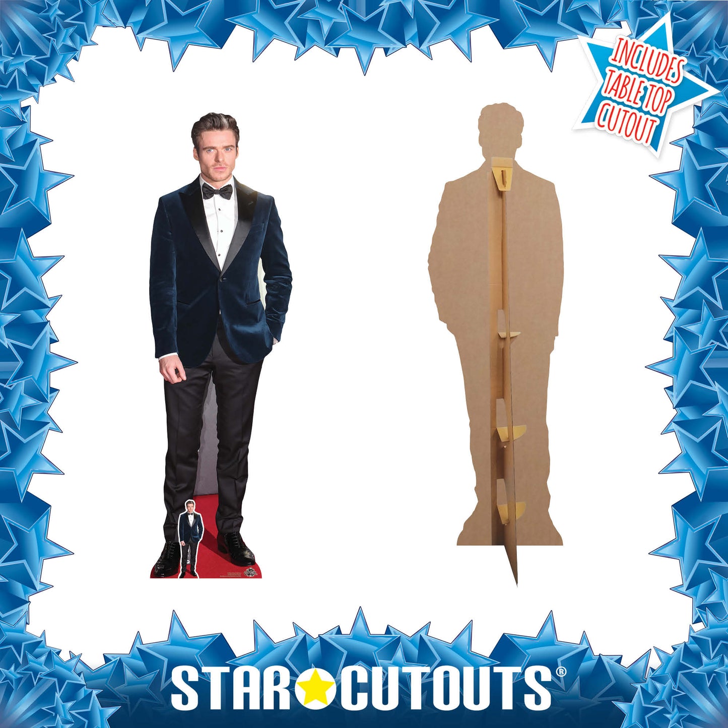 CS806 Richard Madden Blue Velvet Jacket Height 179cm Lifesize Cardboard Cut Out With Mini