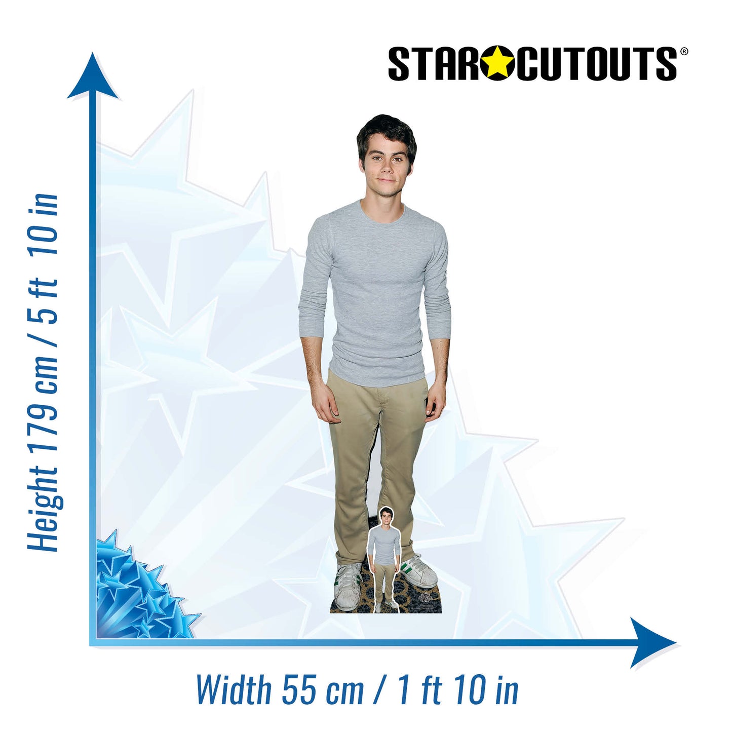 CS884 Dylan O'Brien (Grey Shirt) Height 179cm Lifesize Cardboard Cut Out With Mini