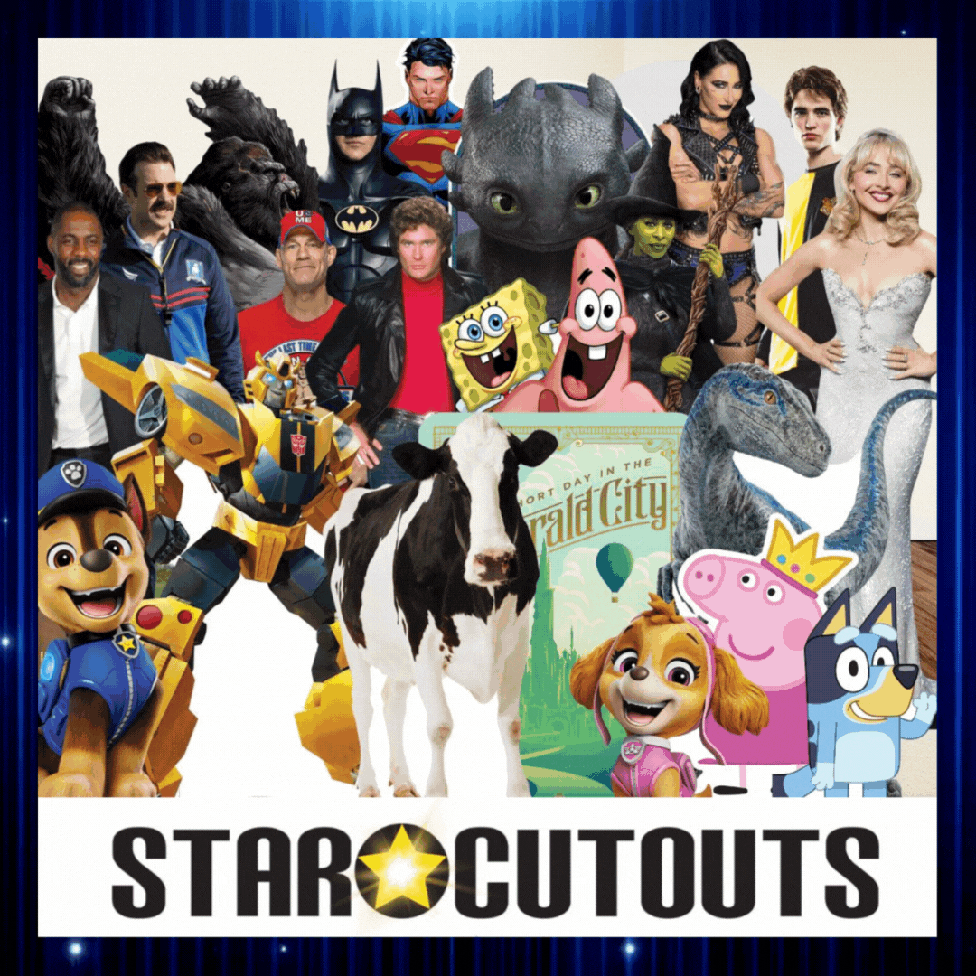 SIX CARDBOARD CUTOUTS