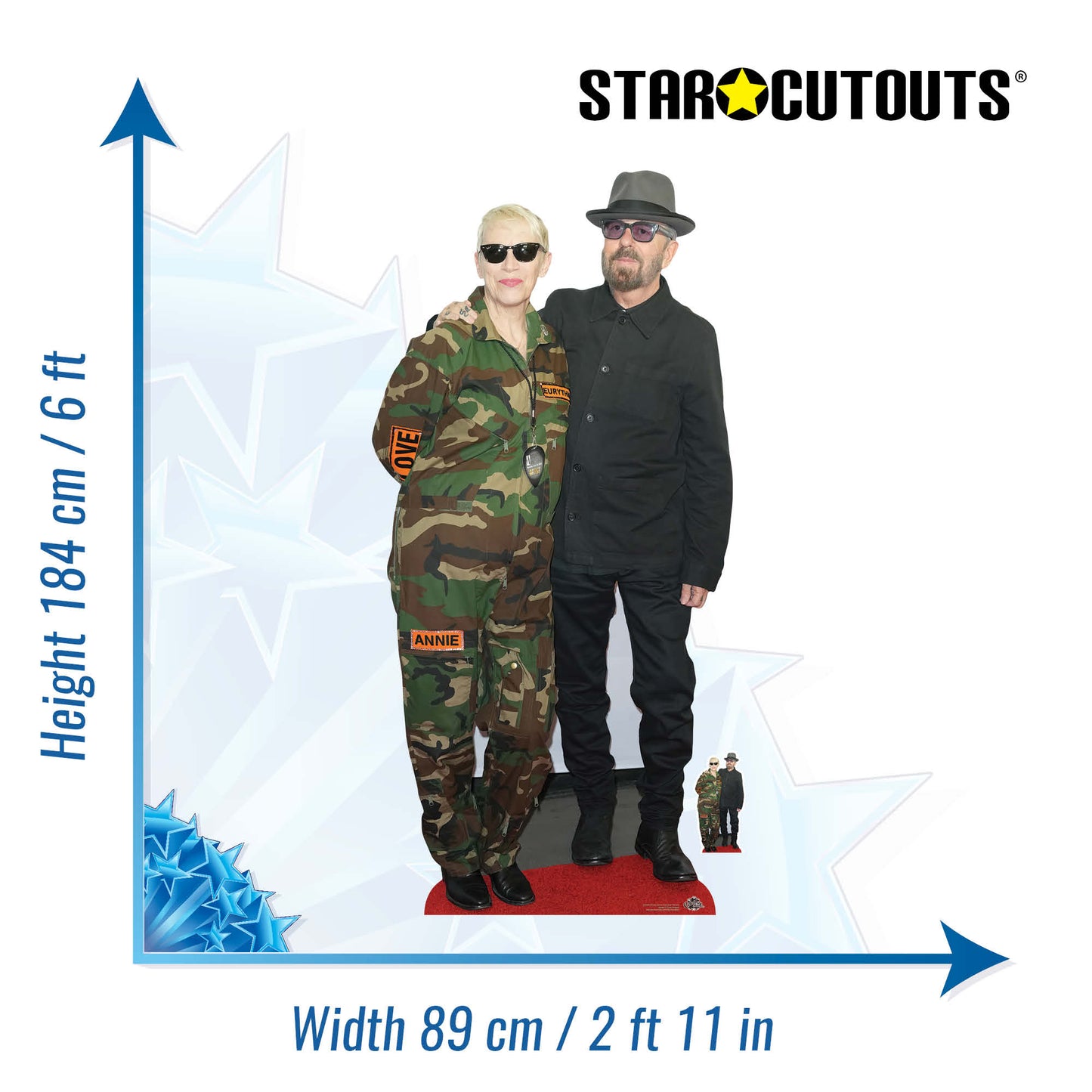CS1033 Annie Lennox and Dave Stewart Height 184cm Lifesize Cardboard Cut Out With Mini
