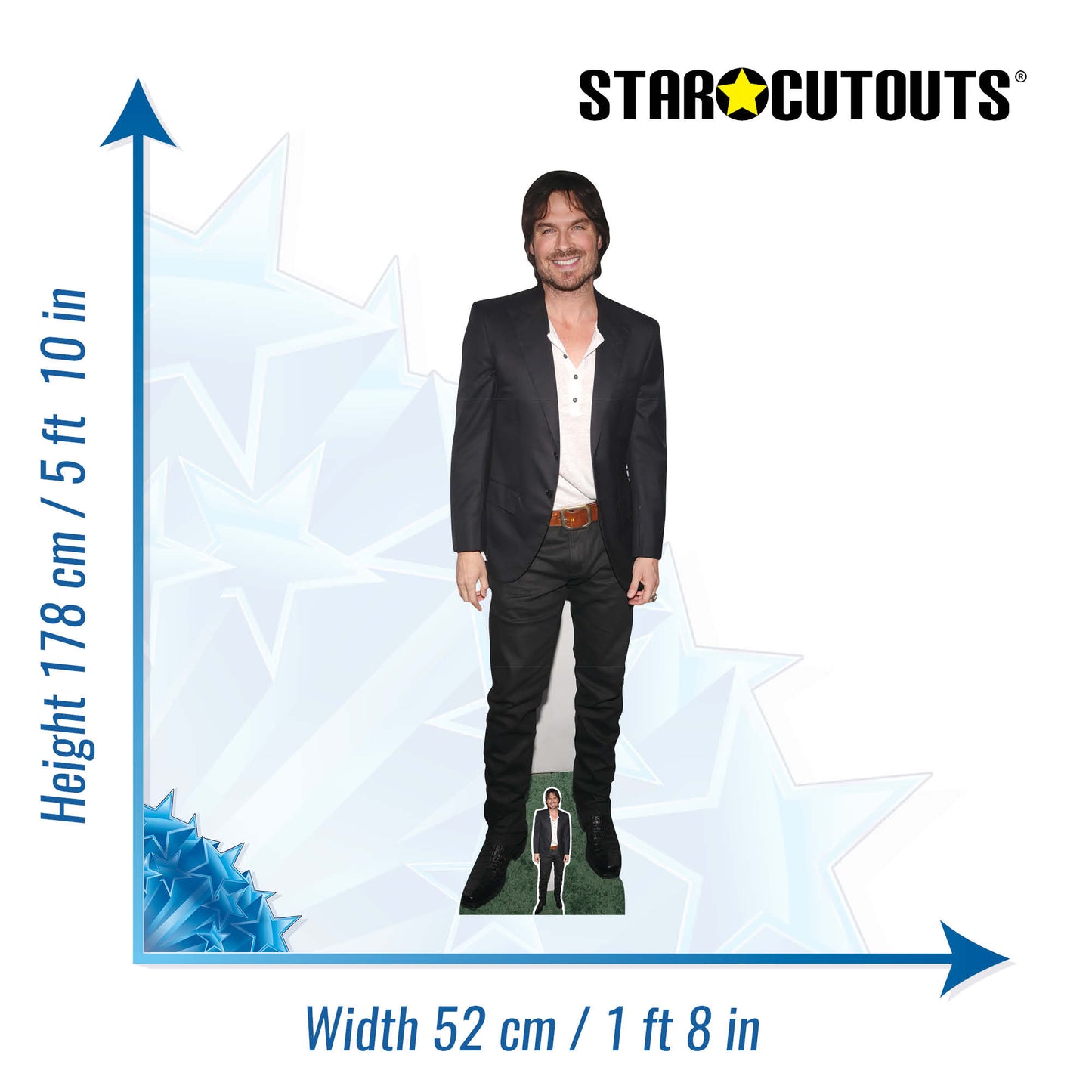 CS1152 Ian Somerhalder Black Suit Height 178cm Lifesize Cardboard Cut Out With Mini