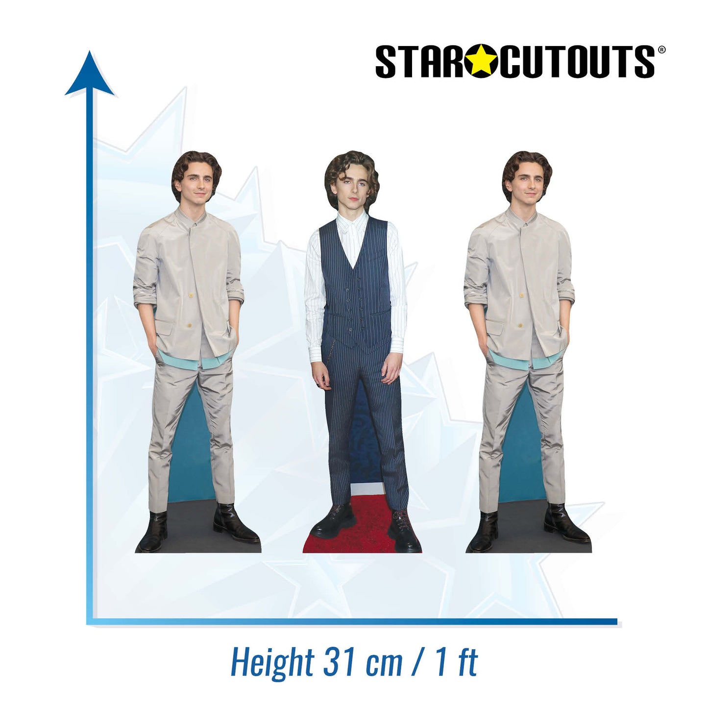 CS1195 Timothee Chalamet Three Pack Shelf Top Cutout Cardboard Cut Out Height 31cm