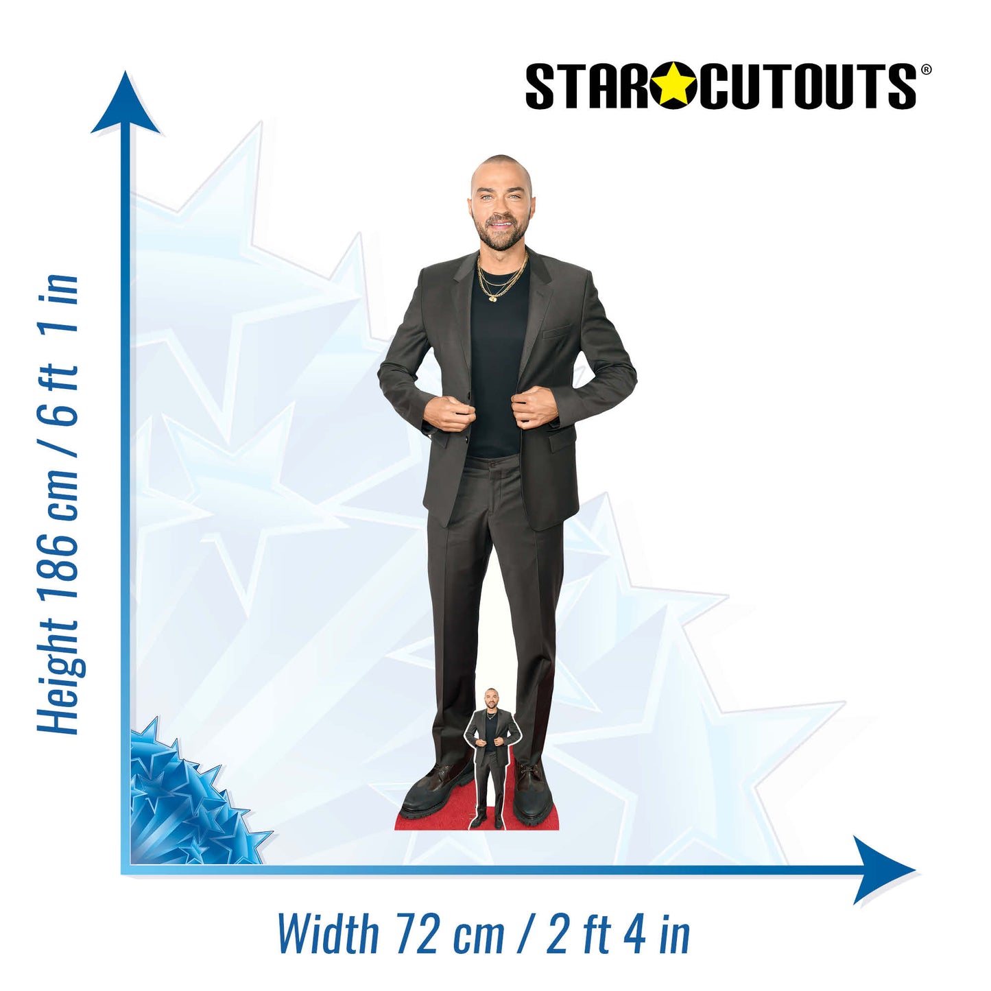 CS1219 Jesse Williams Black Suit Height 186cm Lifesize Cardboard Cut Out With Mini