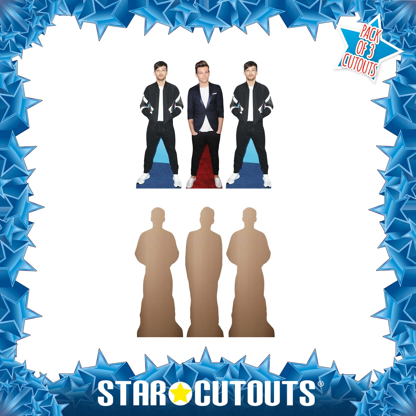 CS1231 Louis Tomlinson Shelf Top Cutout Pack of Three Cardboard Cutouts Height 31cm