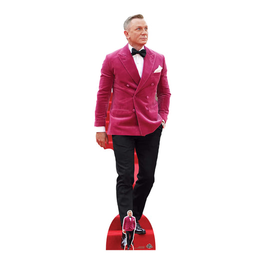 CS970 Daniel Craig Red Velvet Jacket Height 179cm Lifesize Cardboard Cut Out With Mini