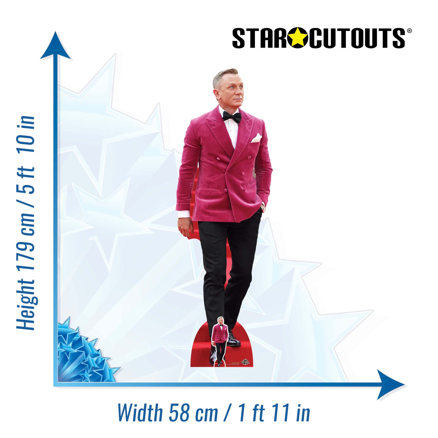 CS970 Daniel Craig Red Velvet Jacket Height 179cm Lifesize Cardboard Cut Out With Mini