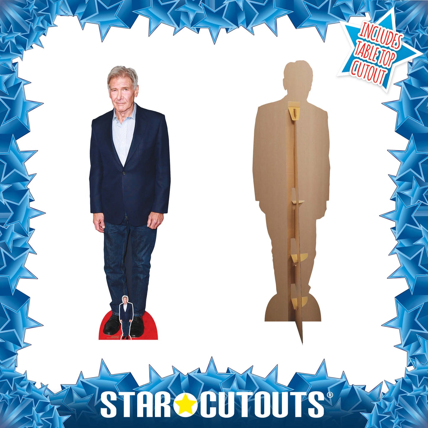 CS992 Harrison Ford Blue Suit Height 186cm Lifesize Cardboard Cut Out With Mini