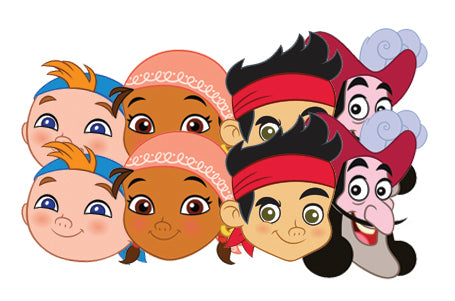 SMP270 Jake and the Neverland Pirates 8 Pack (2 Jake, Izzy, Cubby, Hook) Jake & The Neverland Pirates Eight Pack Cardboard Face Masks With Tabs and Elastic