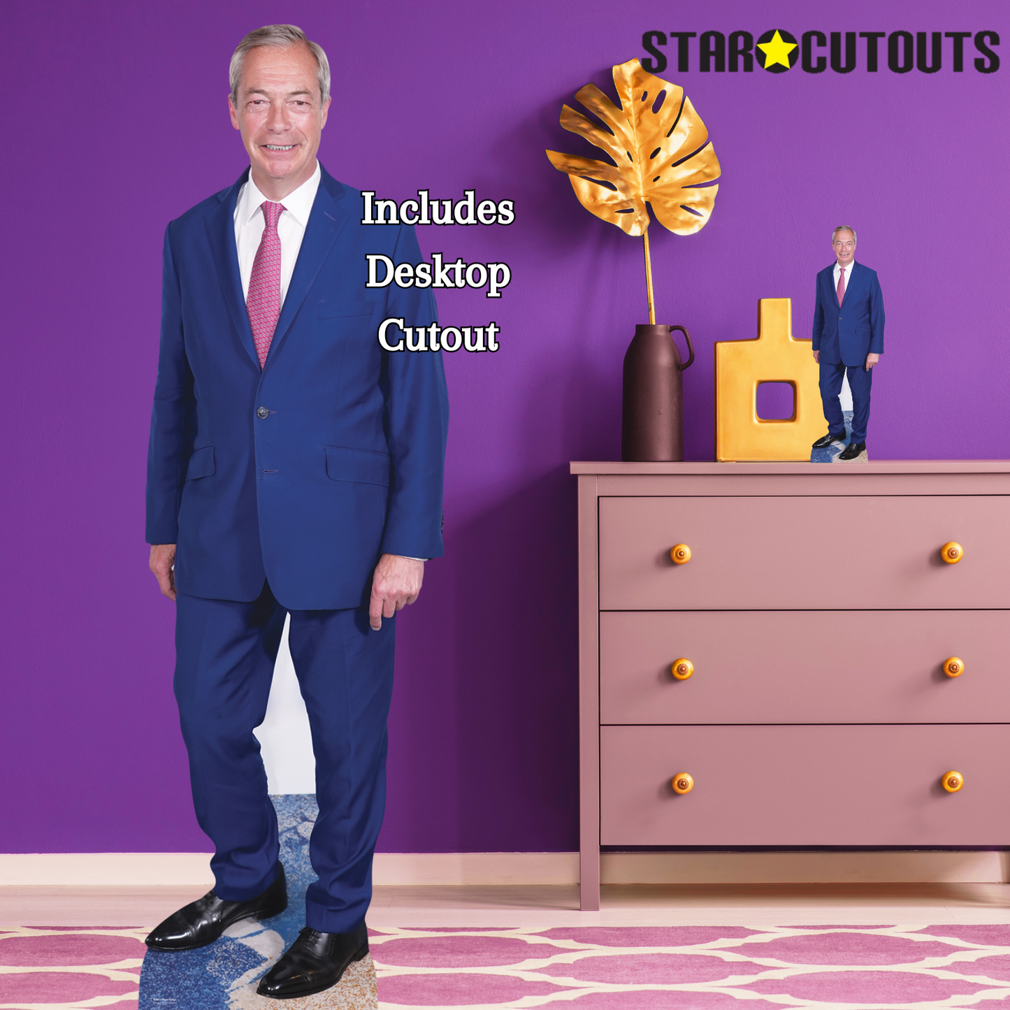 SC4511 Nigel Farage Pink Tie - Cardboard Cut Out Height 183cm