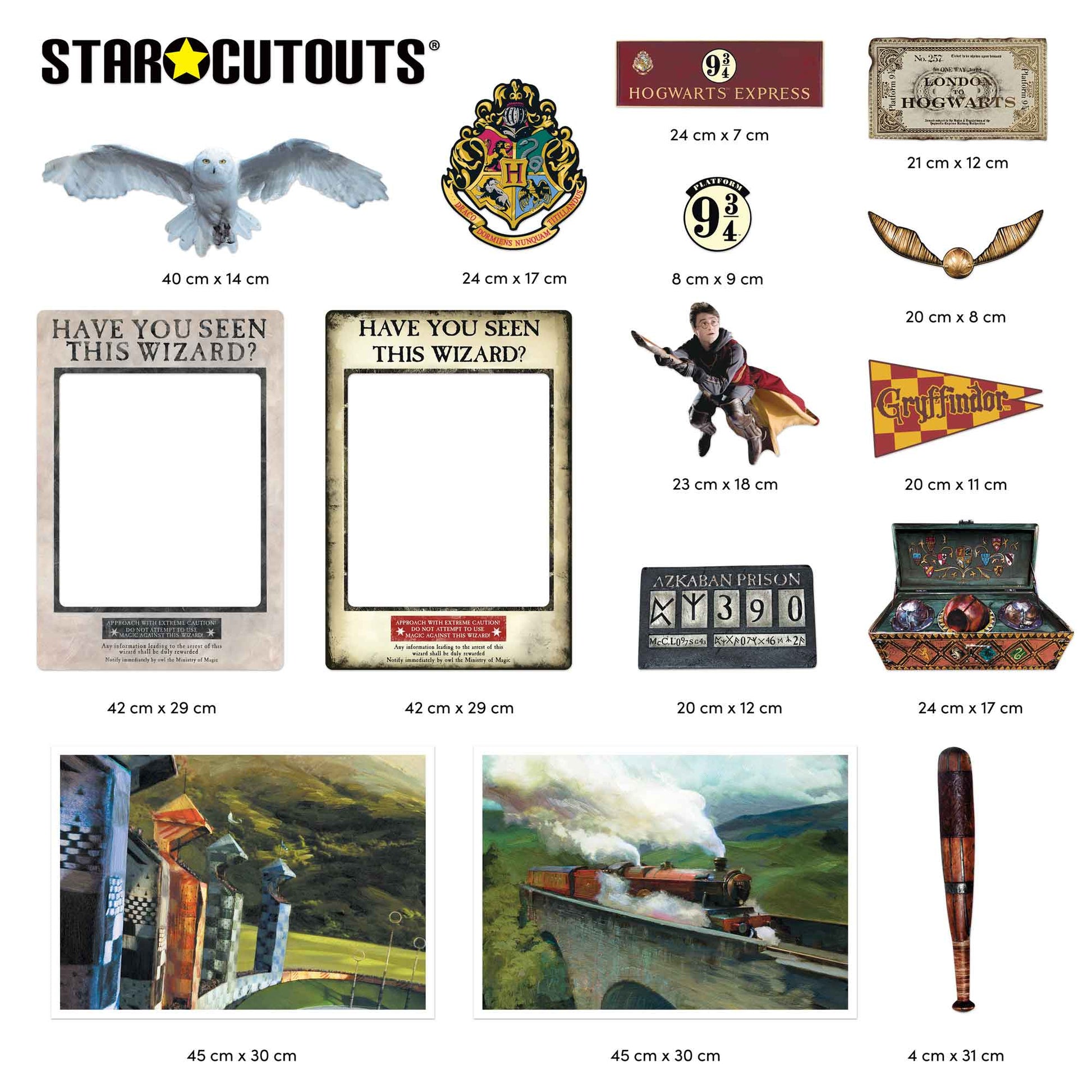 RD020 Harry Potter Room Decor Pack 15 PCs  Includes Golden Snitch, Prisoner of Azkaban Selfie Frame, Hogwarts Express Ticket & More