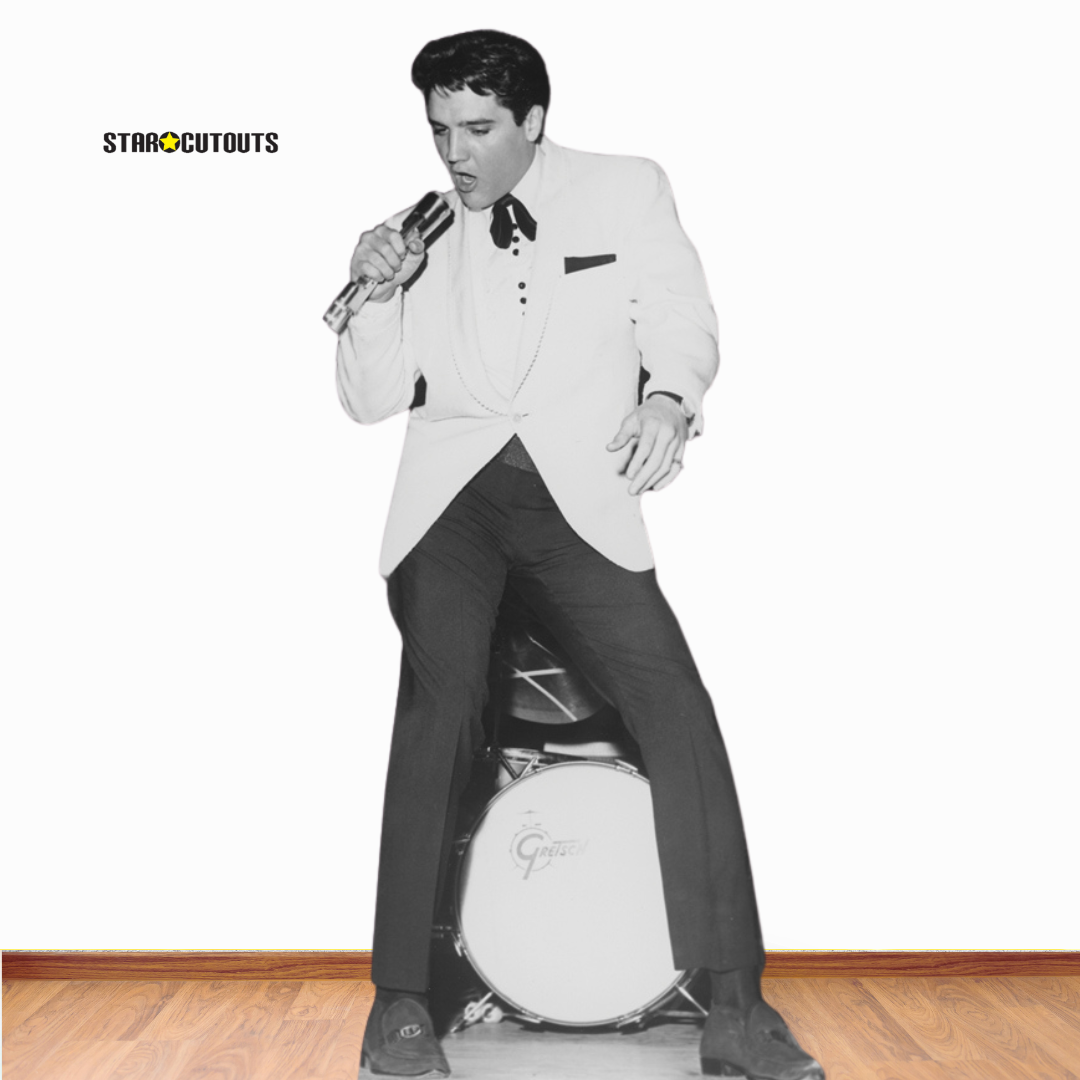 SC239 Elvis Presley White Jacket and Drum Cardboard Cut Out Height 179cm