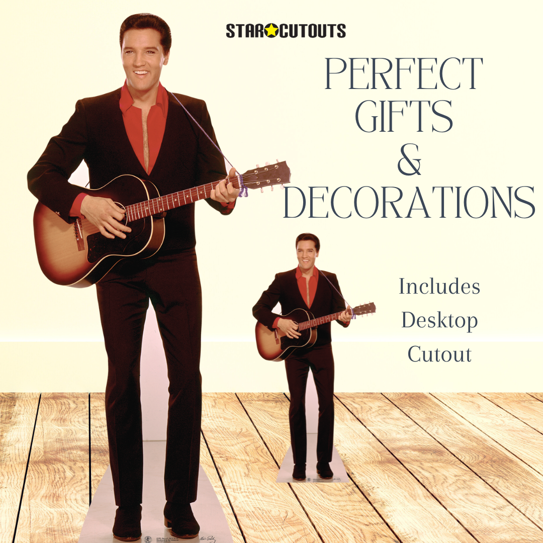 SC241 Elvis Presley Red Shirt and Guitar Cardboard Cut Out Height 180cm