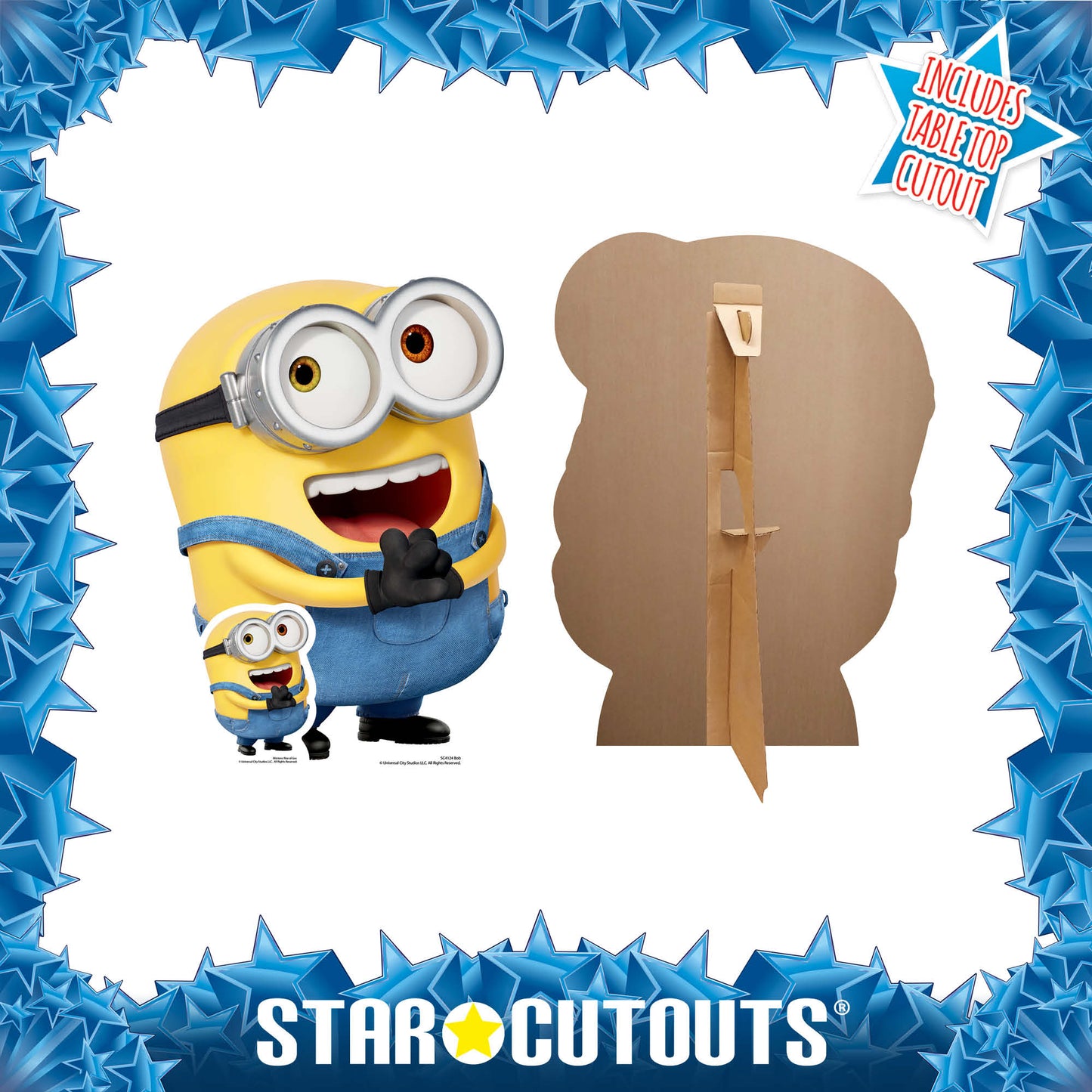 SC4124 Bob Happy Minions 2 Star Mini Cardboard Cut Out Height 62cm